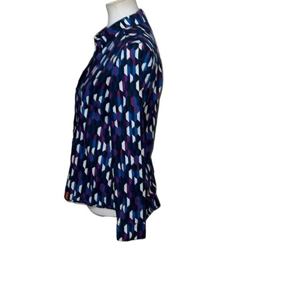 Kate Spade Saturday Geometric Button Front Long Sleeve Blouse sz S Small - Picture 2 of 9